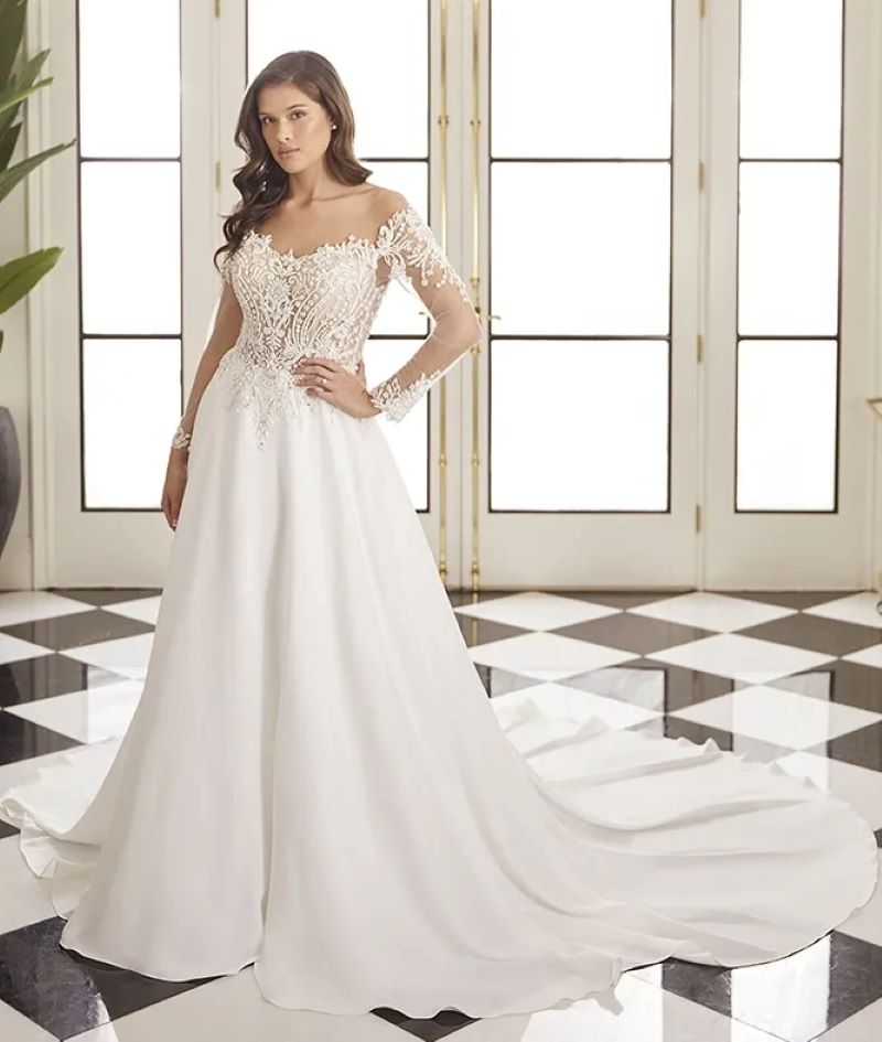Bohemian Casablanca bridal gown with airy tulle