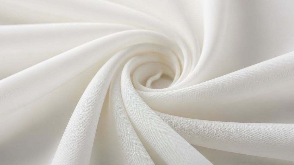 Close-up of lightweight chiffon wedding dress fabric showing smooth, wrinkle-resistant texture and delicate drape quality
